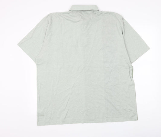 Berkertex Mens Green Colourblock Cotton Polo Size XL Collared Button