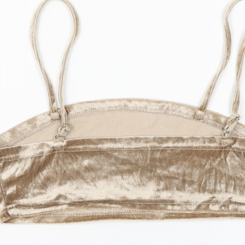 Womens UK Size 8 PRETTYLITTLETHING Gold Cropped Tank