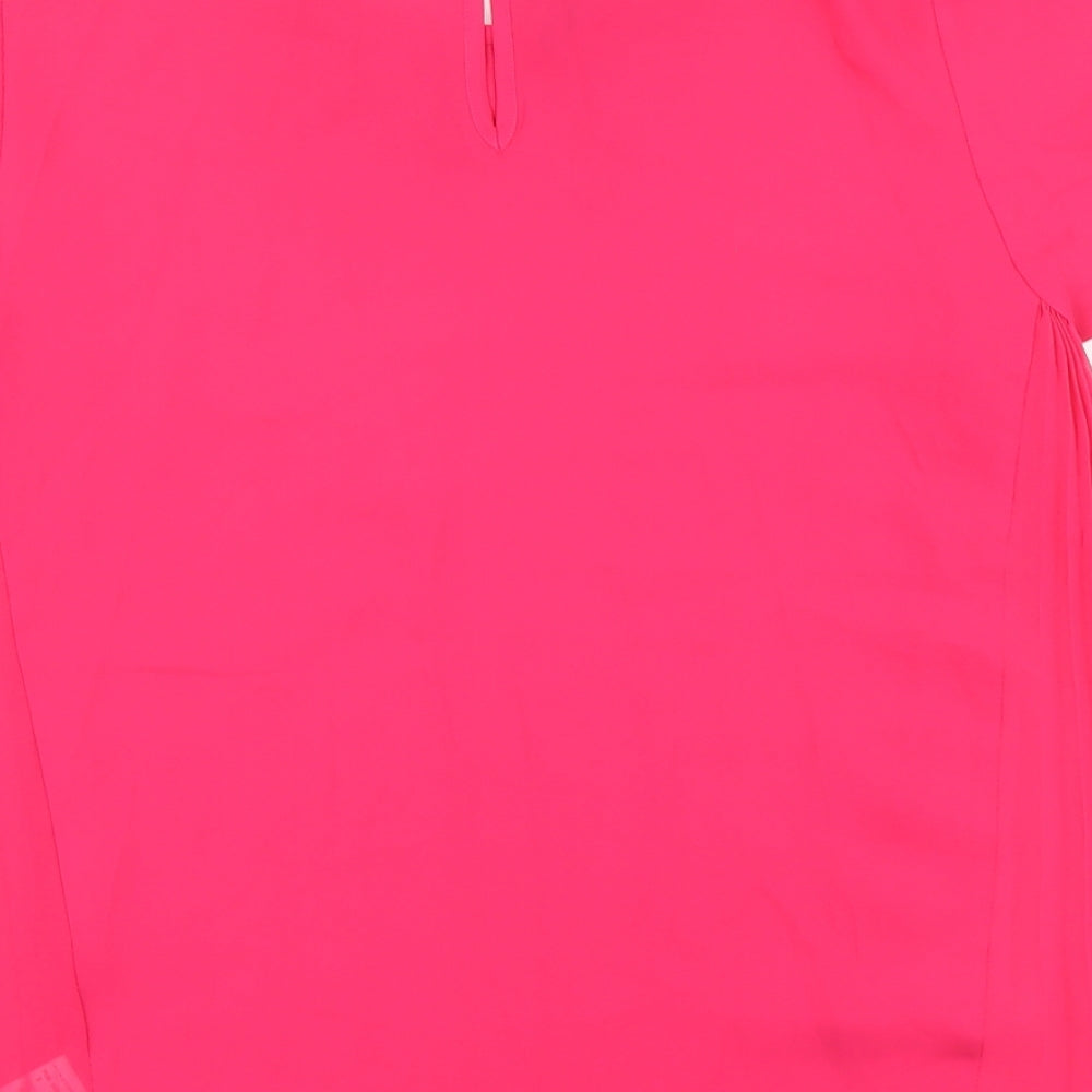 Atmosphere Womens Pink Polyester Basic Blouse Size 8 Round Neck