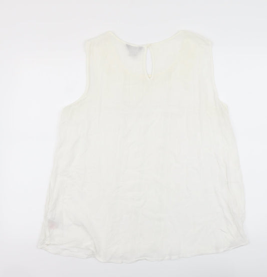 F&F Womens Ivory Viscose Basic Tank Size 14 Round Neck