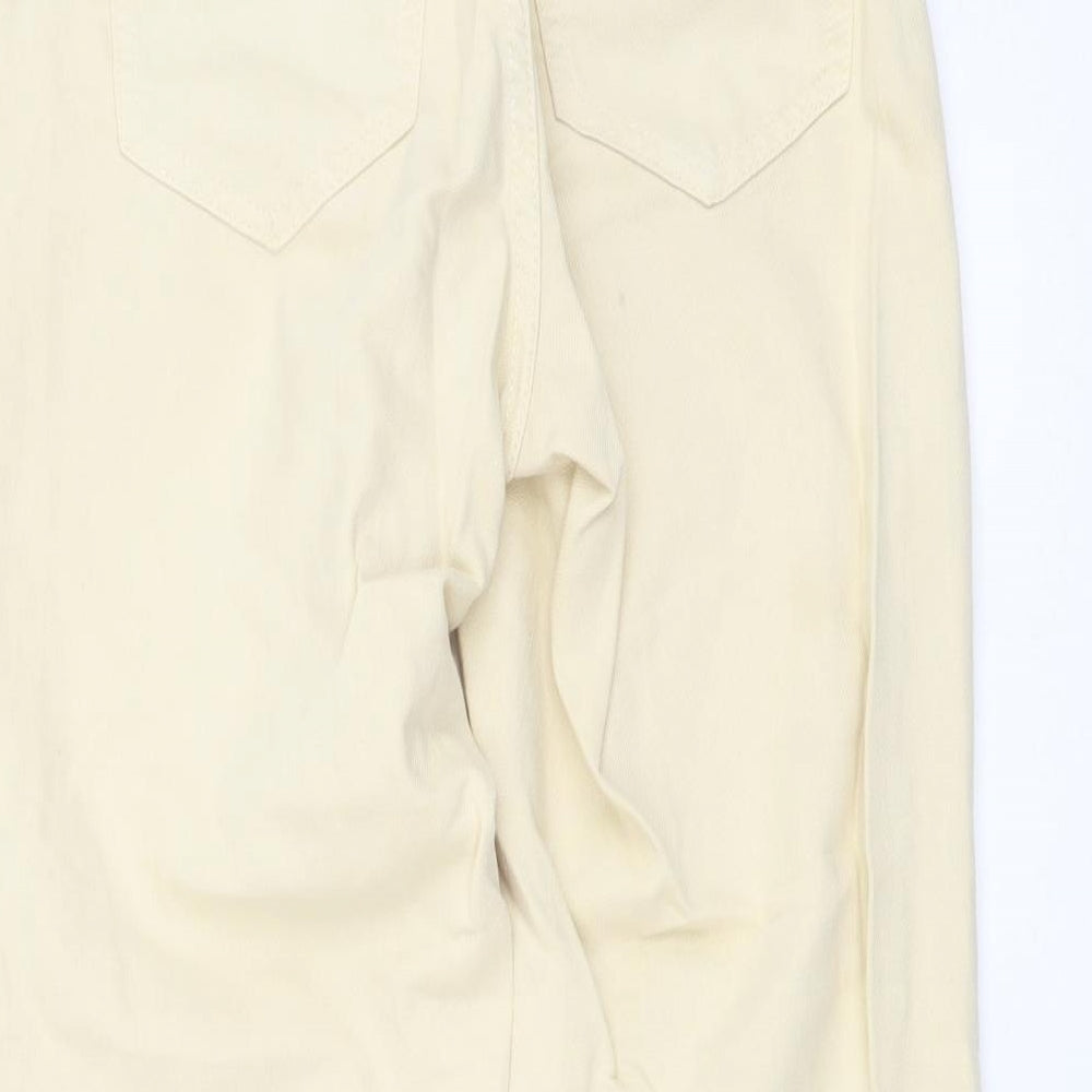 Bershka Womens Beige Cotton Straight Jeans Size XS L25 in Regular Button