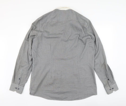 Mens UK Size 17 NEXT Black Button-Up Long Sleeve Casual Shirt
