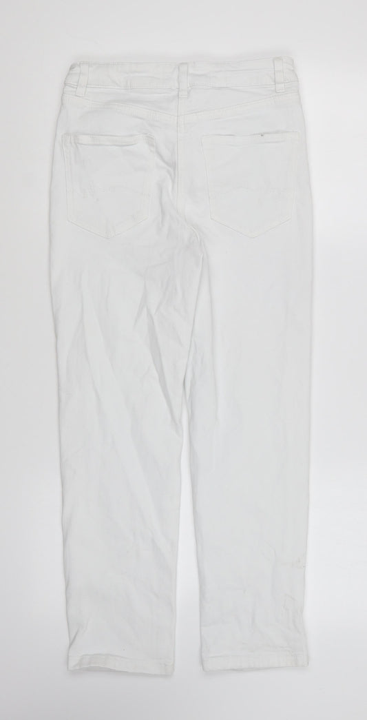 NEXT Womens White Cotton Skinny Jeans Size 8 L25 in Regular Button