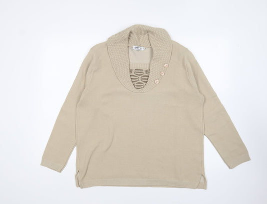 Womens UK Size L Envy Beige Pullover Jumper