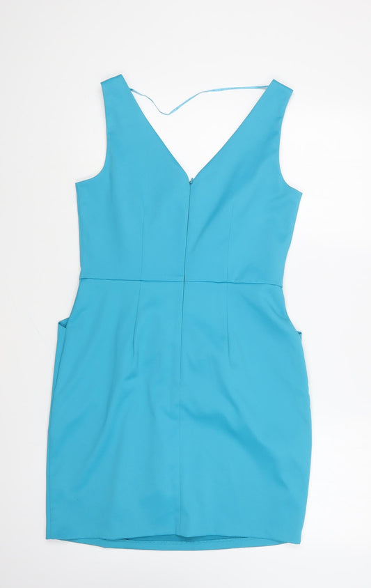 F&F Womens Blue Polyester Mini Size 12 V-Neck Zip