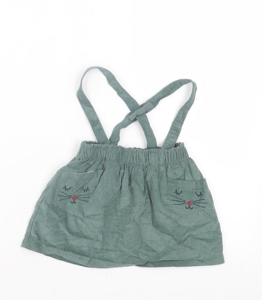 So Cute Girls Green Cotton A-Line Skirt Size 9-12 Months Pull On - Braces Included