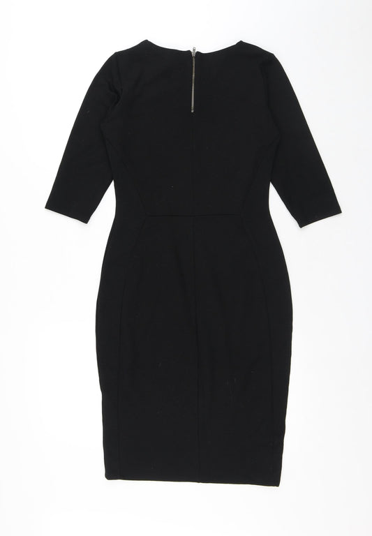 F&F Womens Black Viscose A-Line Size 6 Round Neck Zip