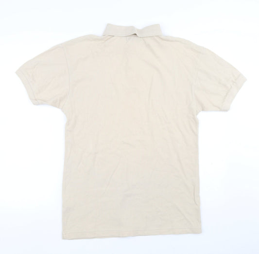 Armando Mens Beige Cotton Polo Size S Collared Button