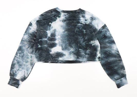 SheIn Womens Multicoloured Geometric Polyester Cropped T-Shirt Size XS Round Neck