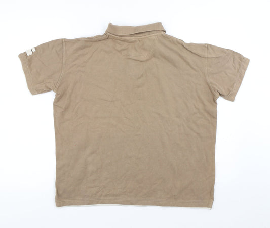 Canadian bear Mens Brown Cotton Polo Size M Collared Button