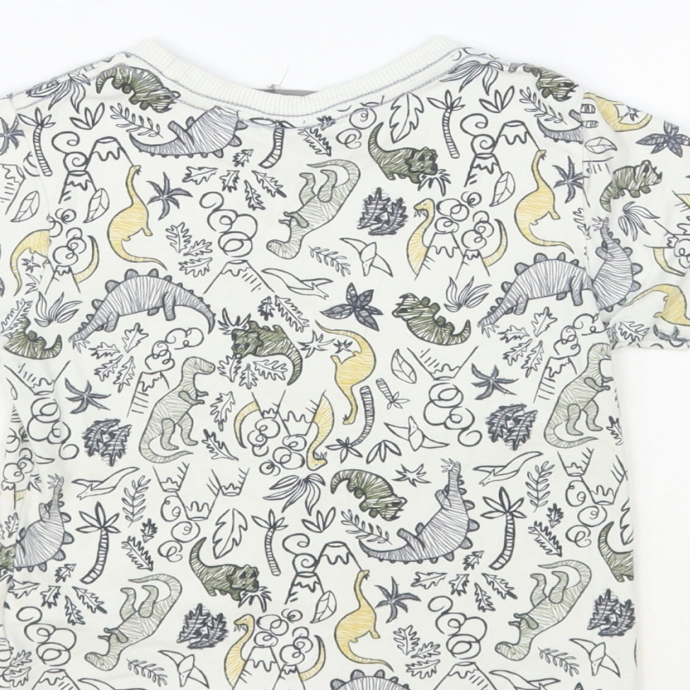 Jarvis Archer Boys White Geometric Cotton Pullover T-Shirt Size 2-3 Years Crew Neck Pullover - Dinosaur Print