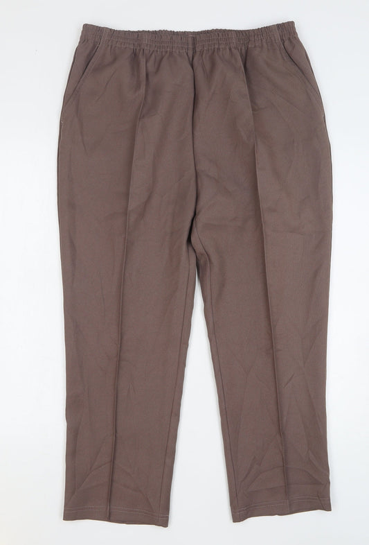 Womens UK Size 18 Damart Regular Fit Brown Trousers