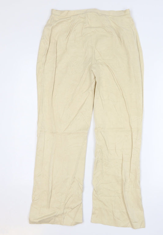 Country Casuals Womens Beige Cupro Trousers Size 12 L29 in Regular Button