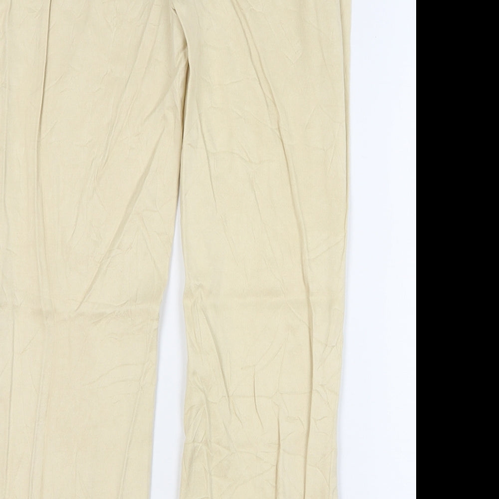 Country Casuals Womens Beige Cupro Trousers Size 12 L29 in Regular Button