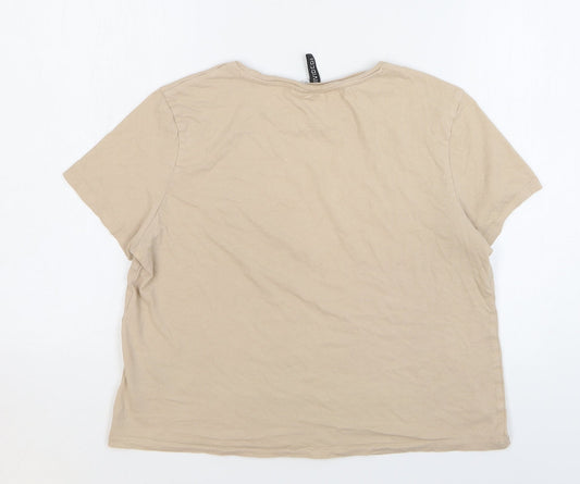 Womens UK Size M H&M Beige Cropped T-Shirt