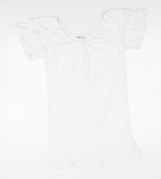 New Look Womens White 100% Cotton Shift Size M Round Neck