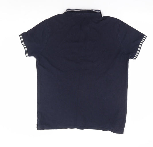 Jeff & co Mens Blue Cotton Polo Size M Collared Button