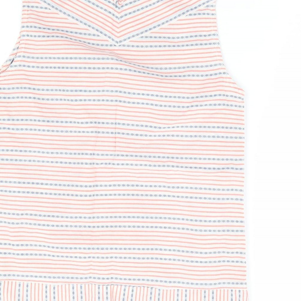 TU Womens Orange Striped 100% Cotton Basic Blouse Size 8 Round Neck