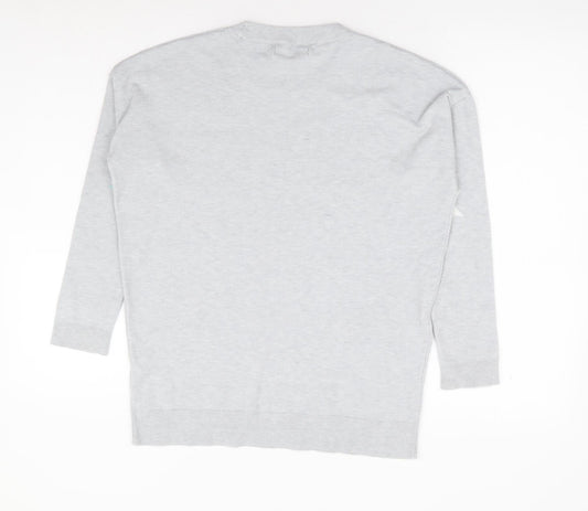 Dunnes Stores Womens Grey Round Neck Geometric Viscose Pullover Jumper Size S - Stars