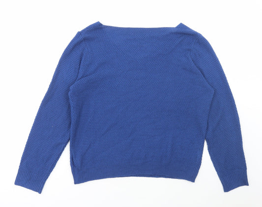 SheIn Womens Blue Scoop Neck Acrylic Pullover Jumper Size L