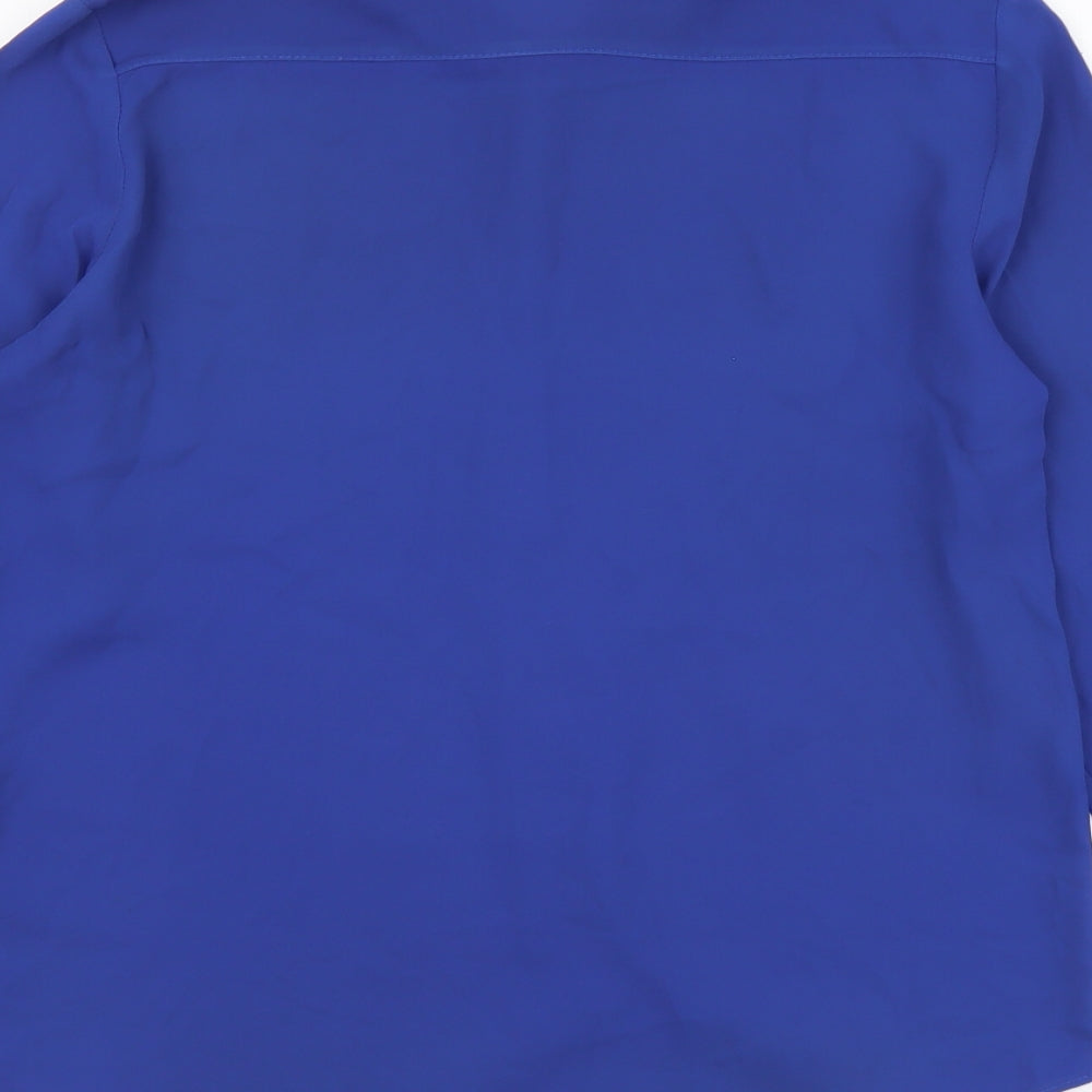Womens UK Size 14 Atmosphere Blue Basic Button-Up