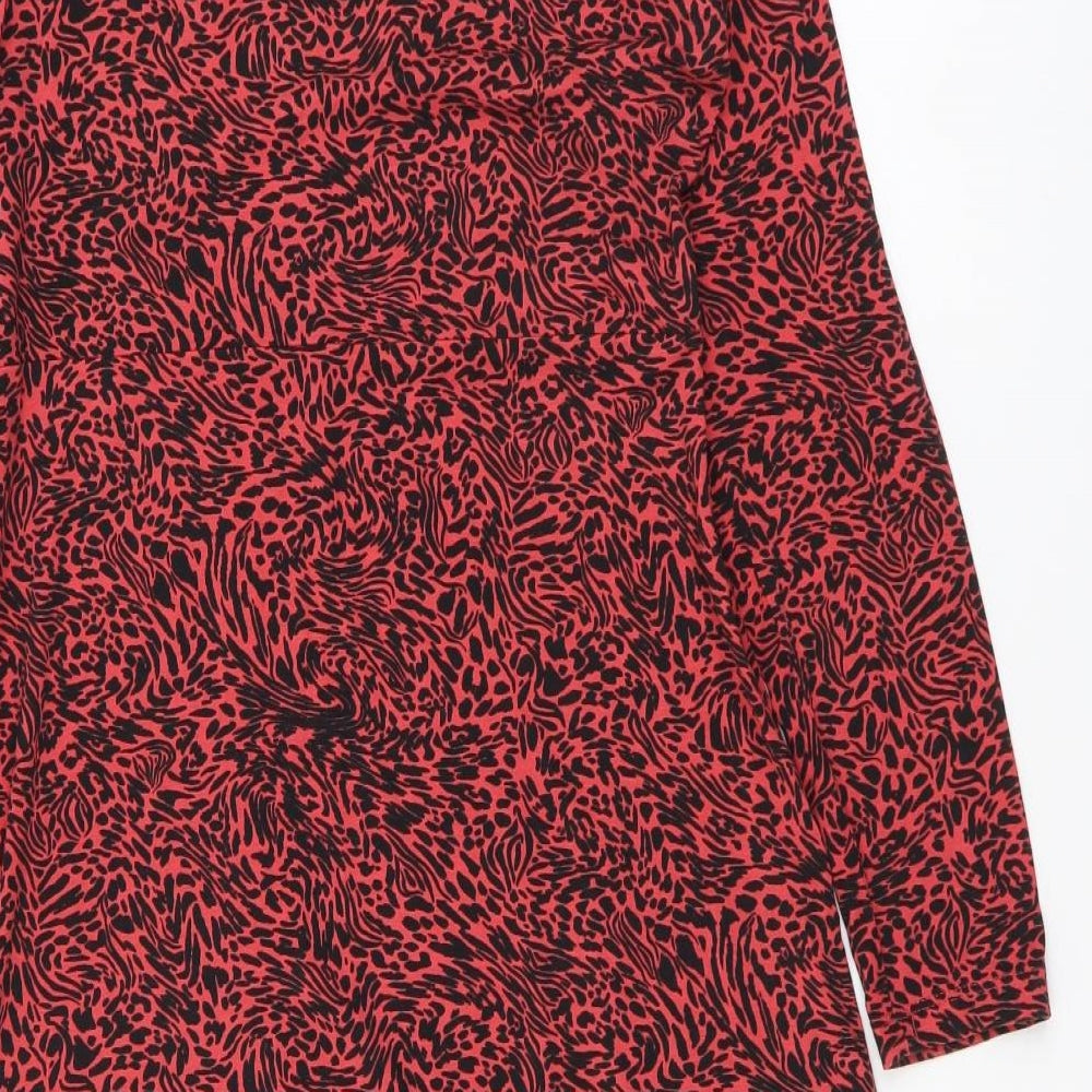 Friends like these Womens Red Animal Print Viscose Trapeze & Swing Size 10 Round Neck Pullover