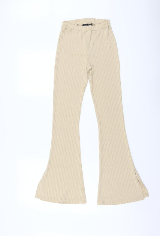 Womens UK Size 8 Boohoo Regular Fit Sweatpants Beige Trousers