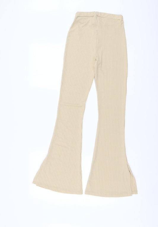 Womens UK Size 8 Boohoo Regular Fit Sweatpants Beige Trousers