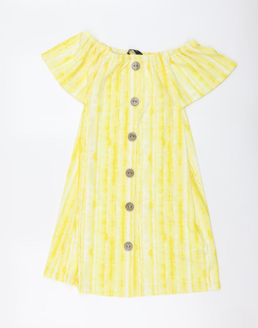 F&F Womens Yellow Polyester A-Line Size 8 Square Neck Pullover