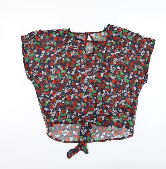 Atmosphere Womens Multicoloured Geometric Polyester Basic Blouse Size 8 Round Neck