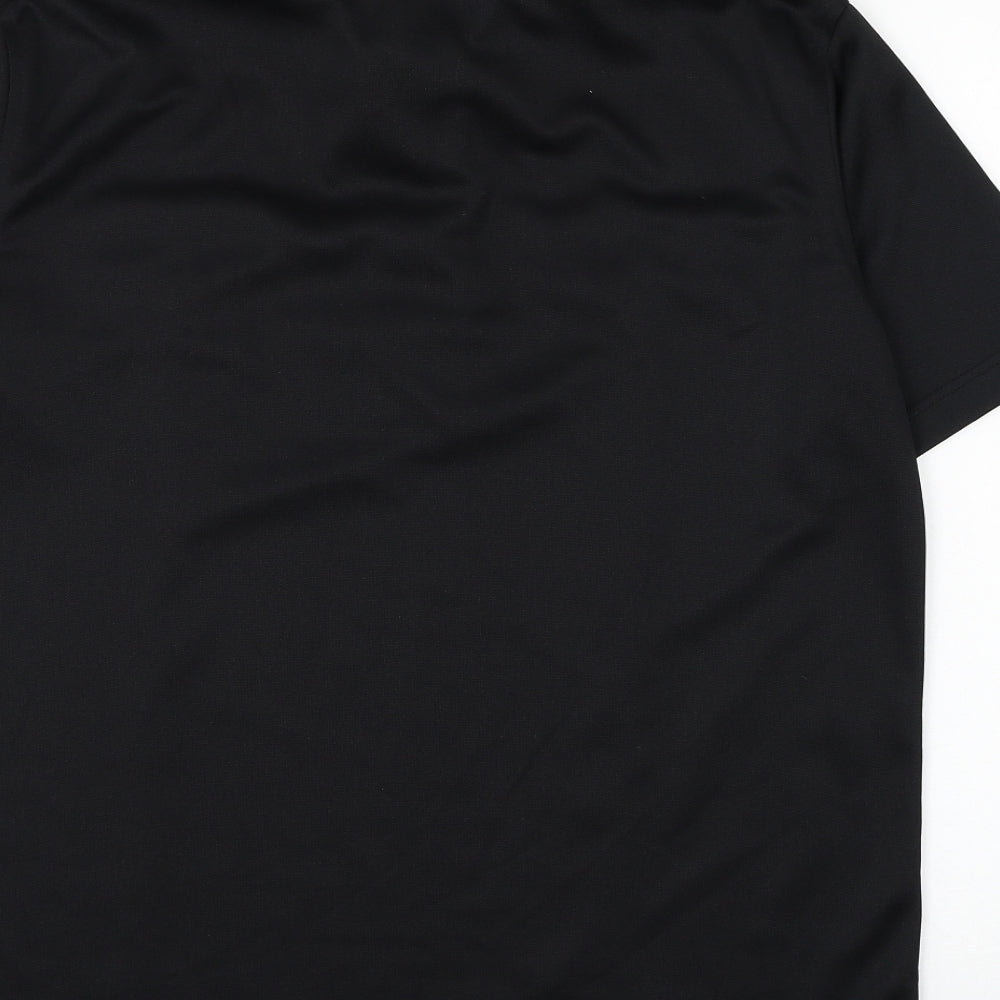 C.S Athletic Mens Black Polyester Polo Size L Collared Button