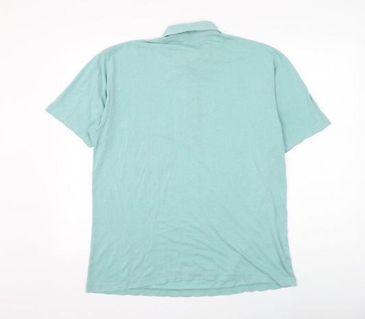 Savatini Mens Green Polyester Polo Size M Collared Button