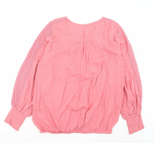 Julipa Womens Pink Viscose Basic Blouse Size 14 V-Neck