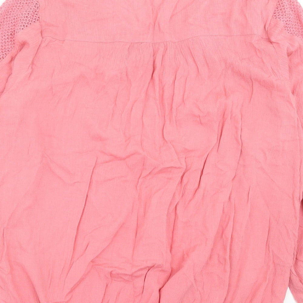 Julipa Womens Pink Viscose Basic Blouse Size 14 V-Neck