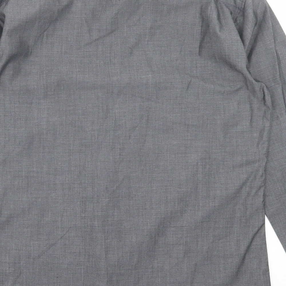 Mens UK Size 14.5 Cedar Wood State Grey Button-Up Long Sleeve Casual Shirt