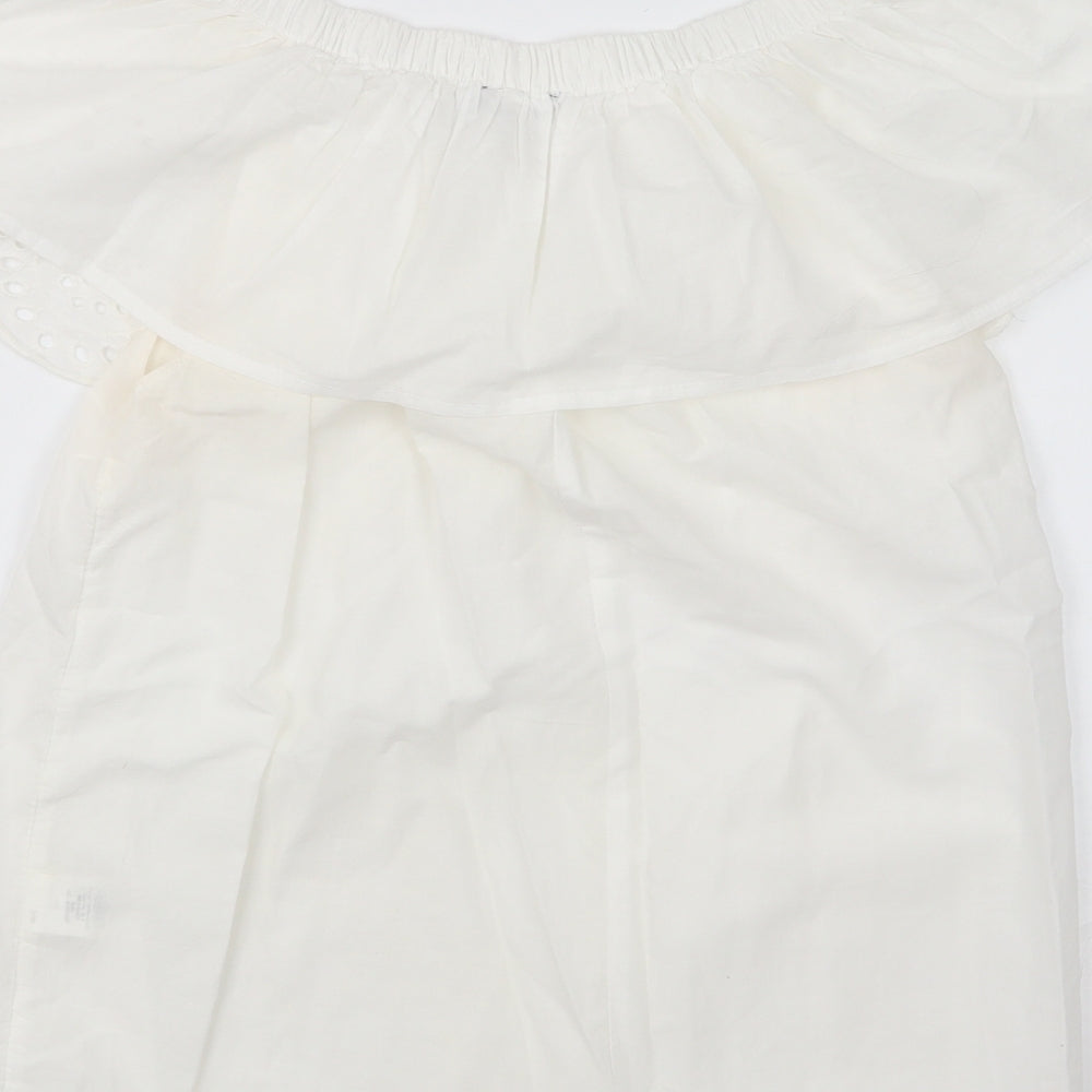 Atmosphere Womens White Cotton Basic Blouse Size 10 Off the Shoulder