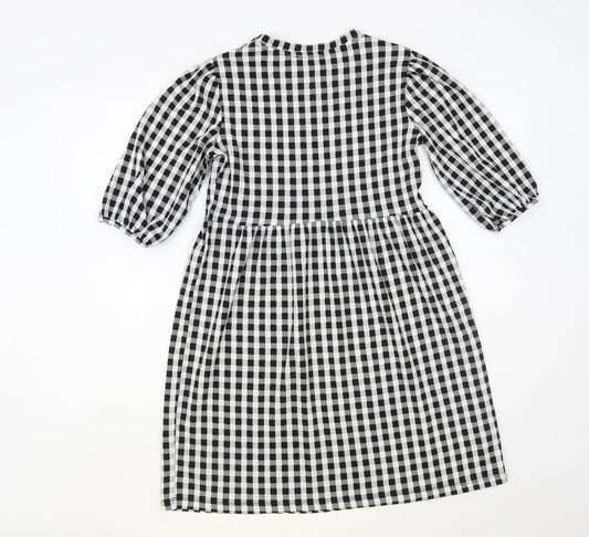 New Look Womens Black Check A-Line Size 4 Crew Neck Pullover