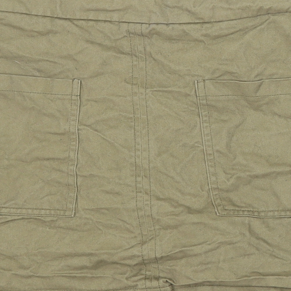 Primark Womens Green Cotton A-Line Skirt Size 8 Buckle