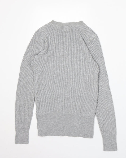 Marks and Spencer Womens Grey Round Neck Acrylic Pullover Jumper Size 8