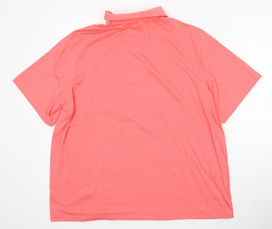 St Michael Mens Pink Cotton Polo Size L Collared Button