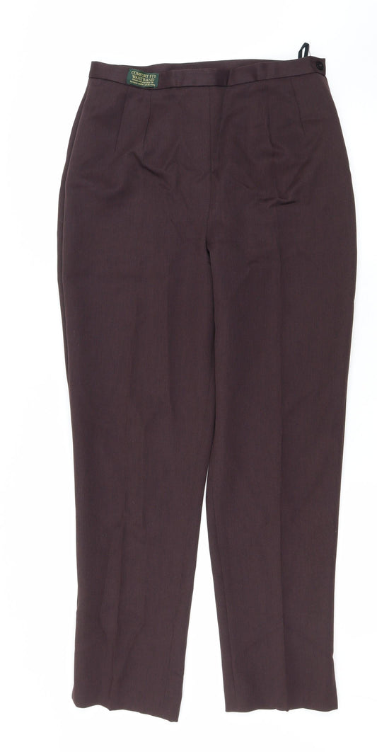 Sarah Hamilton Womens Purple Polyester Trousers Size 14 L29 in Regular Zip