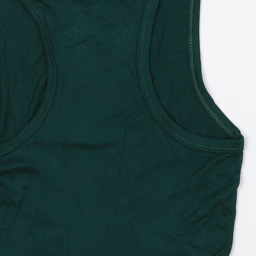 PRETTYLITTLETHING Womens Green Viscose Cropped Tank Size 4 Crew Neck