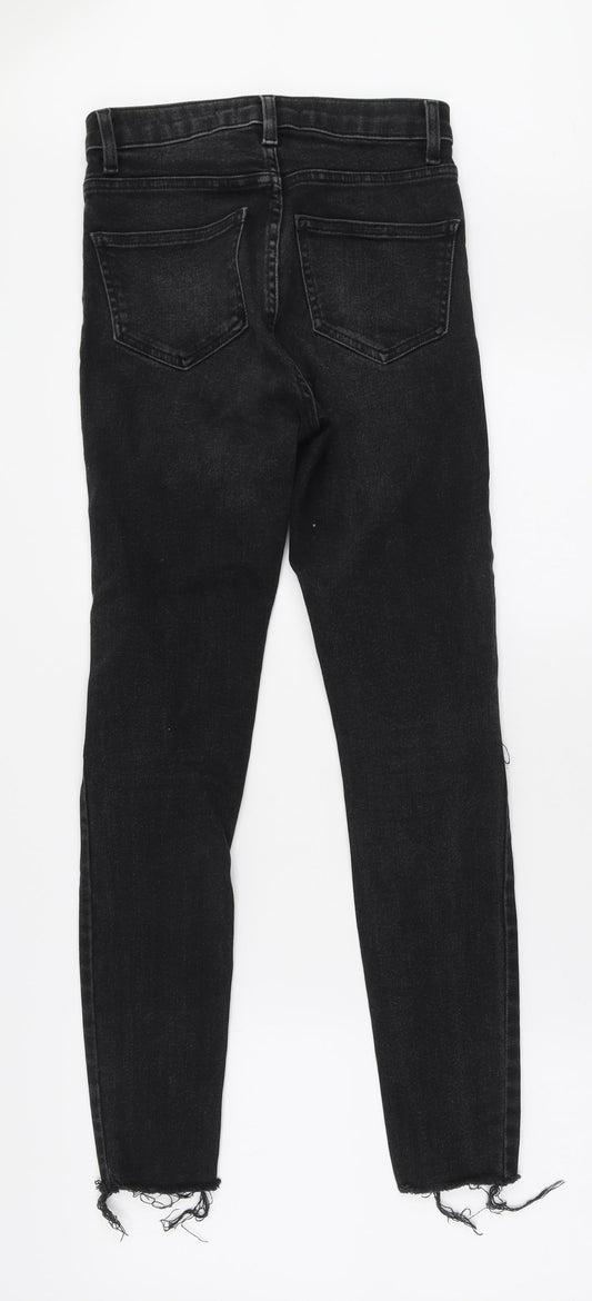 New Look Womens Black Cotton Skinny Jeans Size 8 L26 in Slim Zip