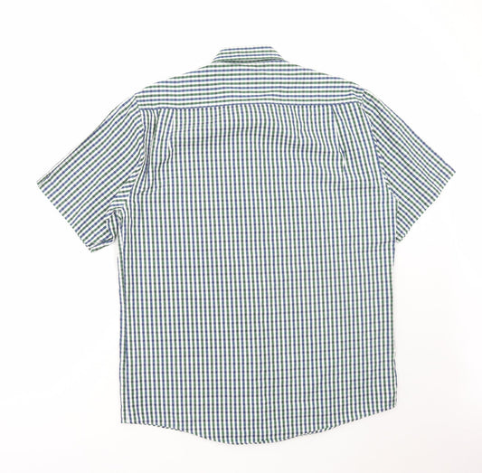 Mens UK Size L Drifter Green Button-Up Short Sleeve Casual Shirt