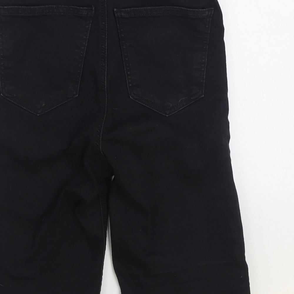 Topshop Womens Black Cotton Cropped Jeans Size 8 Regular Zip