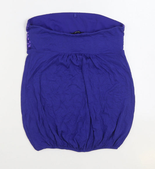 George Womens Blue Viscose Basic Blouse Size 8 Off the Shoulder - Bandeau Top