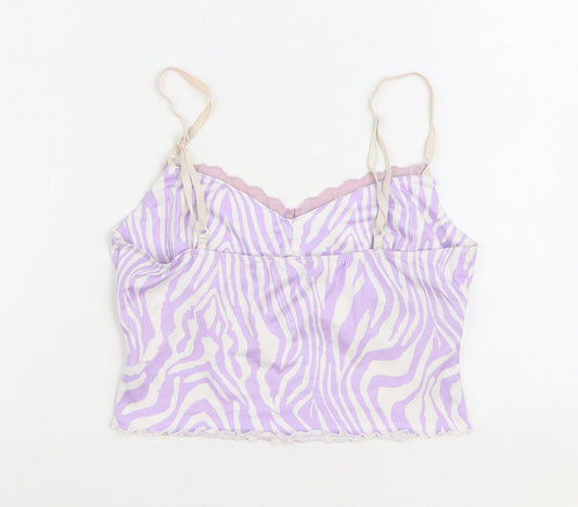SheIn Womens Purple Animal Print Cotton Camisole Tank Size M V-Neck - Zebra Print