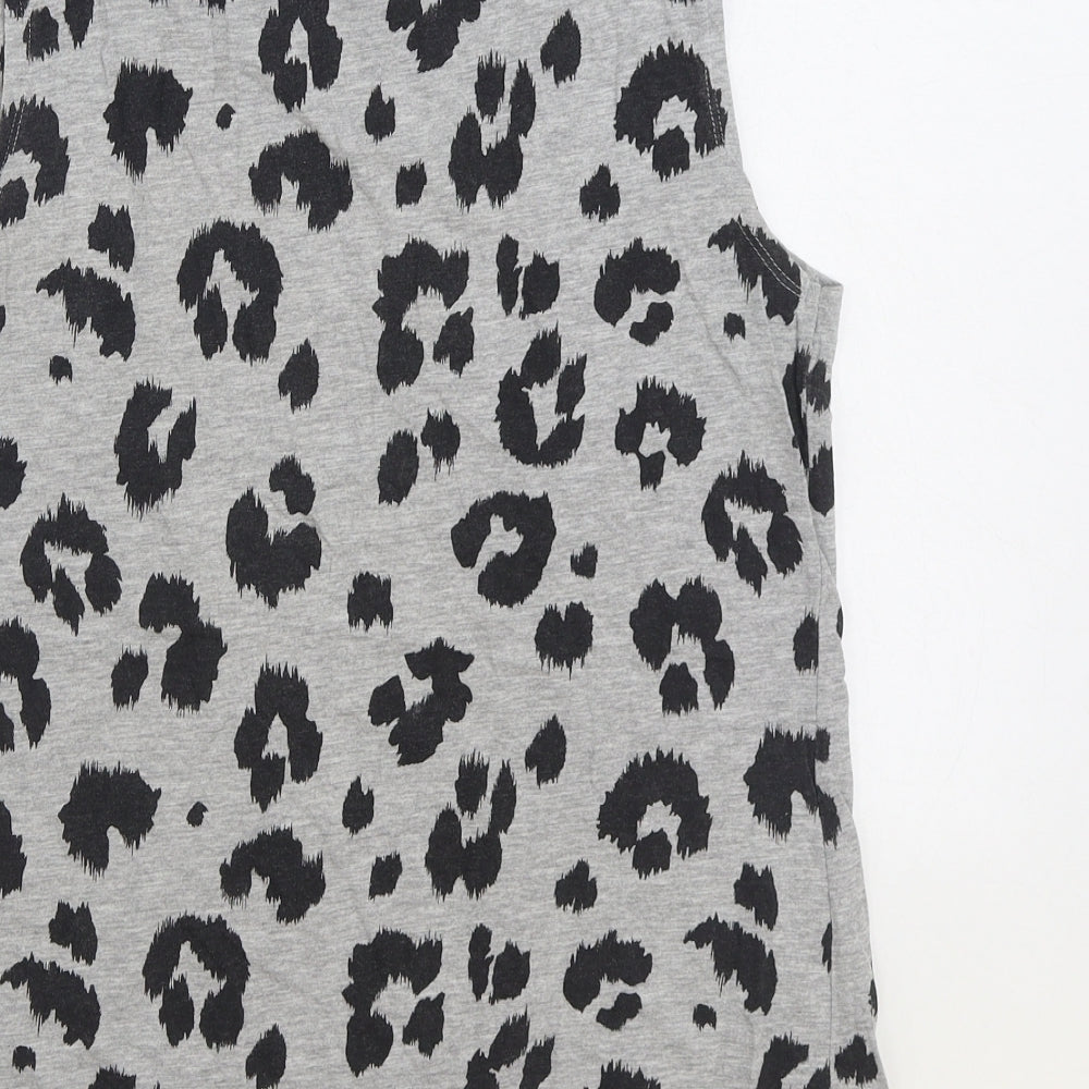 Clothing & Co Womens Grey Animal Print Cotton Basic Tank Size 10 Round Neck - Leopard Print