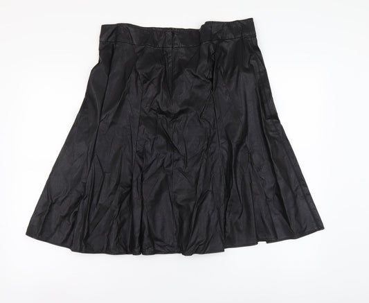 Marks and Spencer Womens Black Polyester A-Line Skirt Size L Zip