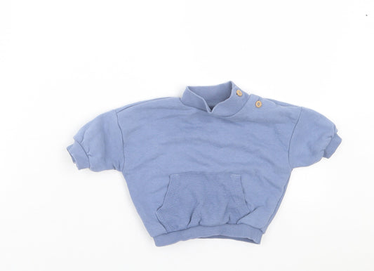 George Boys Blue Cotton Pullover Jumper Size 0-3 Months Button